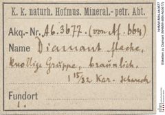 Etiketten zu Diamant (NHMW-MIN-Ab3677)